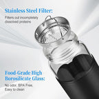 Small Glass Shaker Bottle, 2 Pack 16oz BPA Free Odorless Shaker Bottle with 304SS Mixing Ball and Removable Cleaning Brush for Fitness & Protein Shakes(Black-2Pack)