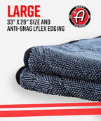 Adam's Polishes Jumbo Plush Drying Towel 33 x 29 inches 1500 GSM - Absorbent Microfiber (1 Pack), White