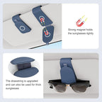 Sotfamily Sunglass Holder for Car Visor, Suede Cloth Magnetic Sunglass Organizer for Car Accessories, 2 Packs, Blue
