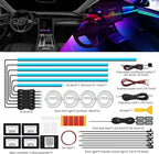 Acrylic Interior Car LED Strip Light with Wireless APP, RGB 22 in 1 with 175 inches 593 LEDs Fiber Optic Ambient Lighting Kits, 16 Million Colors Sound Active Function Car Neon Lights