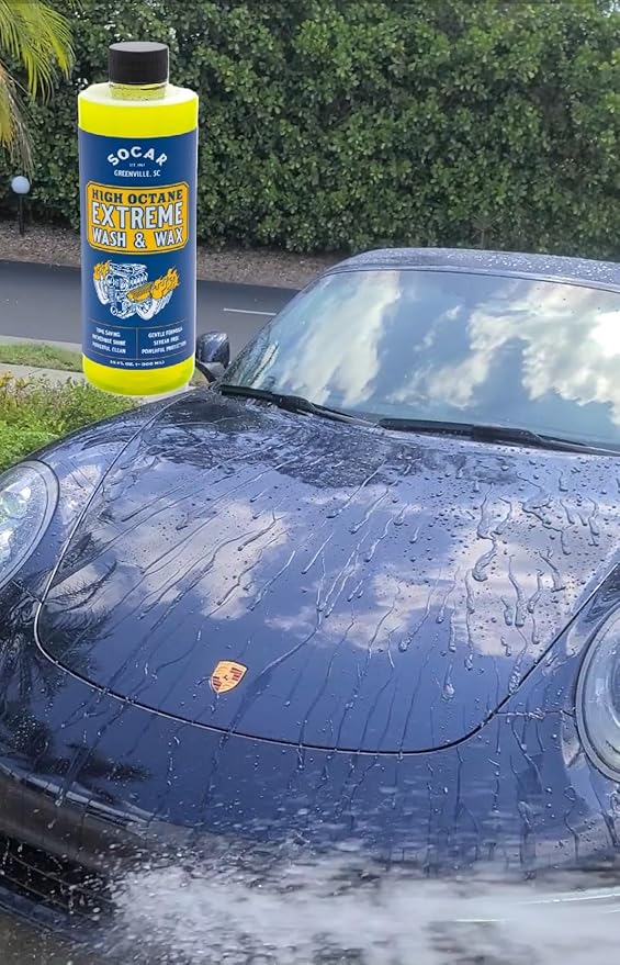 Socar Chemical High Octane (16 oz) - Ceramic Wash & Wax Car Soap – High Foam pH Neutral Car Shampoo with SiO2 Protection – Hydrophobic Shine, Scratch-Safe, Foam Cannon & Bucket Wash