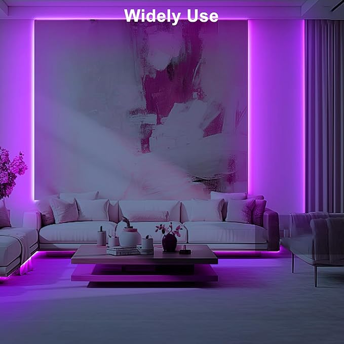 Tatazone 32.8ft Purple COB Led Strip Lights with Remote, Dimmable Bright Dotless Adhesive Indoor Led COB Light Strip for Cabinet, Painting, Room, Bed