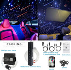 AZIMOM 16W Twinkle & Sound Activate 550pcs*0.03in*9.8ft Fiber Optic Starlight Headliner Kits+RGB Meteor Shooting Star,APP& Remote Control Light Engine End Glow Fiber Strands Home Car Ceiling Décor