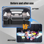 Car Trunk Organizer and Storage, Backseat Hanging Trunk Organizers and Storage, Waterproof Collapsible Cargo Large Bag with 4 Pockets, Car Interior Accessories for SUV, Truck (Black)