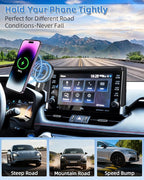 PZK Car Phone Holder for Toyota RAV4 2019-2025 Hybrid LE/XLE/Premium Accessories 7/8-Inch Screen Magnetic 15W Fast Wireless Charger Car Phone Mount 360° Rotation Not Affect Vent (Not Fit 9/10.5 inch)