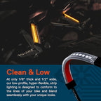 True Mods 2pc 5" Amber LED Motorcycle Running & Turn Signal Tail Light Strip Kit [Waterproof] [Single Row] [50% DRL] [100% Blinker] Self Adhesive Surface Mount Flexible Front Fork Lamp for ATV Bike