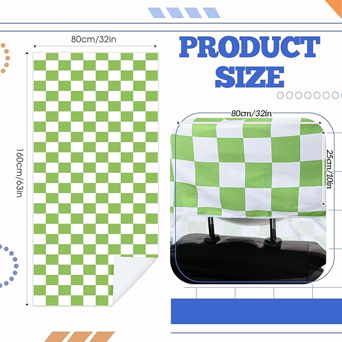 Hahafelt 2 Pack Car Seat Towel Covers with Storage Bag, 63 x 32 Inch Universal Non Slip Waterproof Sweat Protector for Car Truck, Gym Swimming Running, Machine Washable (Green and White Plaid)