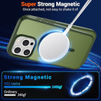 SUPFINE Magnetic for iPhone 15 Pro Max Case (Compatible with MagSafe) (Military Grade Drop Protection) Slim Translucent Matte Shockproof with Anti-Fingerprint Phone Case,Cangling Green