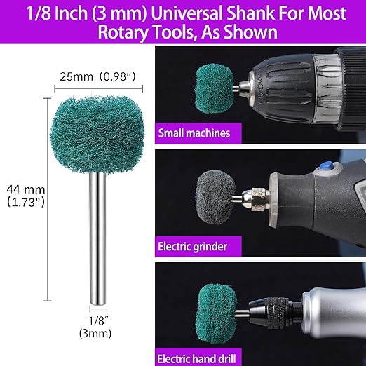 100 PCS Abrasive Buffing Wheels for Dremel, Thickened Polishing Kit 1/8 Inch Shank for Rotary Tool Accessories, Polishing Wheel Set for Metal Rust Wood Glass Watch Brass