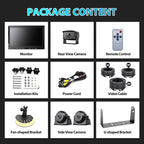 Fookoo HD 1080P 10" Wired Backup Camera System, 10" Triple Split Screen Monitor W/Recording, IP69 Waterproof Side & Rear View Cameras, 4 Channel, Parking Lines, RV/Truck/Trailer/5th Wheel (DY103)