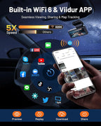 4K+4K Dual Dash Cam Front and Rear, 5.8GHz WiFi Dash Camera for Cars with 3.39" IPS Touchscreen, 170° Wide Angle, G-Sensor, 24H Parking Mode, Free 64GB Card Included (GS200)
