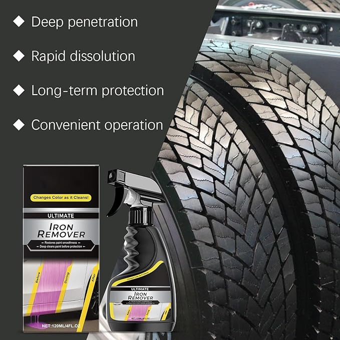 Iron Stain Cleaner, 120ml Professional Car Scratch Remover, Rust Protection Iron Dissolver, Rapid Removal of Surfaces Contaminants, for All Vehicle Paint Headlights Wheel Engine Chrome