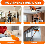 SISUPASSIE 30FT Reach High Ceiling Duster Kit, Window Cleaning kit with 5-24FT Extension Pole, Fan Duster for Ceiling Fan Blades, Microfiber Feather Duster, Rotatable Window Squeegee and Cobweb Duster