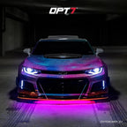 OPT7 Aura Aluminum Car Underglow Lights with Remote Control, Exterior Neon Accent Under Glow Kit for Cars, Waterproof Rigid Light Bars, 12V RGB Multicolor LED Strip