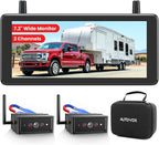 AUTO VOX Wireless Backup Camera Magnetic:Portable No Wiring 1 Min Install Trailer Hitch Camera,2-Channel HD 1080P Car Monitor & IR Night Vision Back Up Camera Systems for Truck,RV (7.2 inch Dual cam)