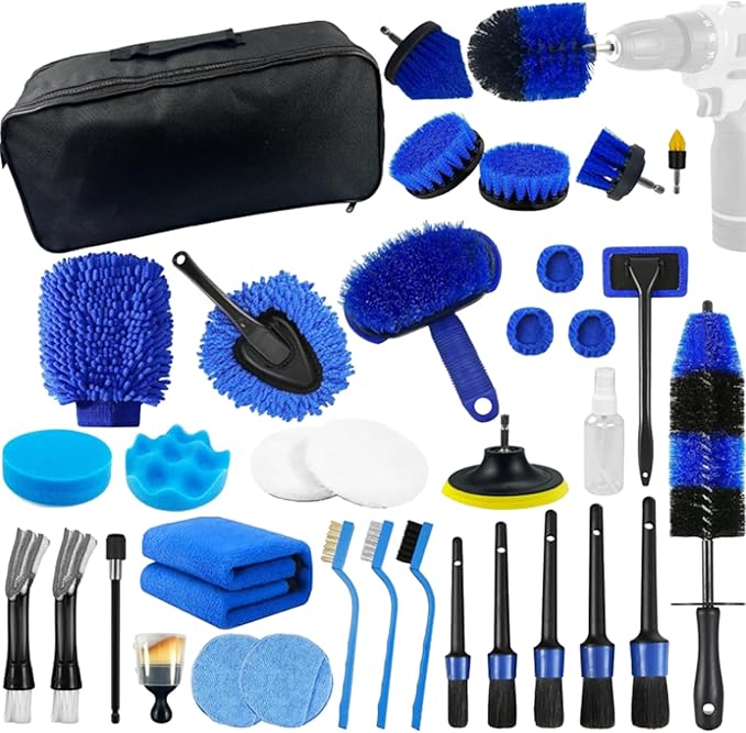 Auto Detailing Brush Kit, 36 Pieces, PP Multipurpose Soft Cleaning Tool Set with Scratch-Free Brushes for Interior, Exterior, Wheels, Dashboard, Seats