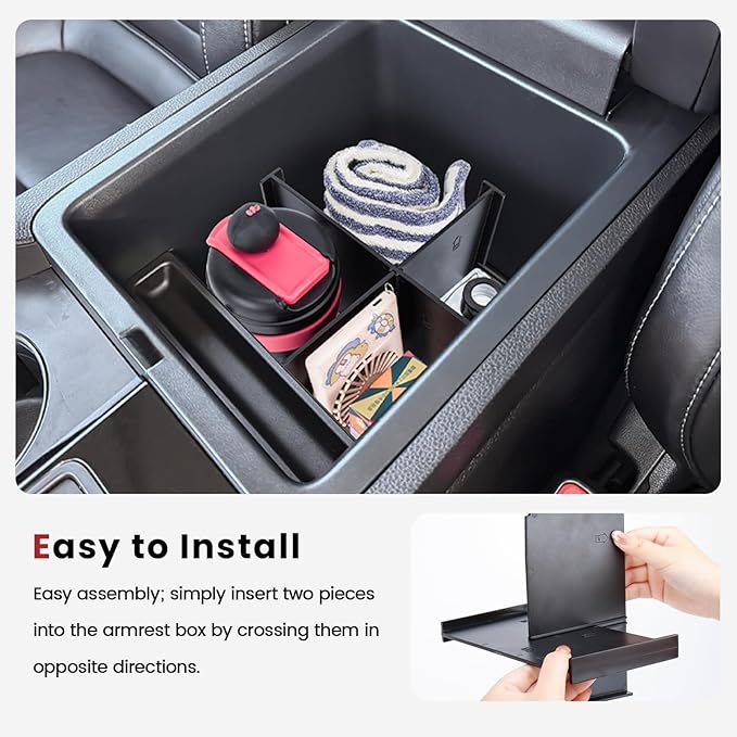 5PCS Center Console Organizer Compatible with 2023-2026 Honda Pilot/2026 Honda Passport Drawer Storage Tray Armrest Divider Tray &Insert Hidden Storage Box Interior Accessories