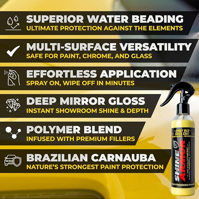 Car Spray Wax for Car Detailing - 16oz - Quick and Easy Carnauba Liquid Spray for Instant Gloss and Protection - Multi Surface Premium Brazilian Polish for All Vehicle Types