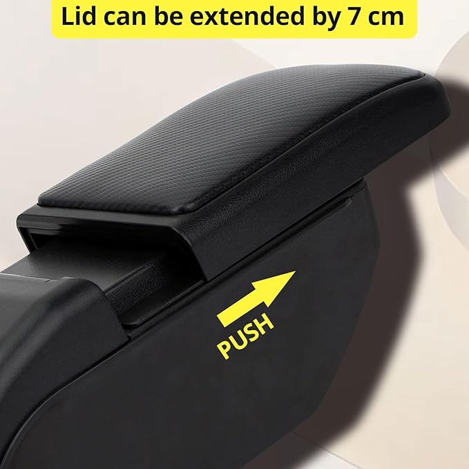 AULPHIKE Compatible with Ford Fiesta Armrest 3 2011-2018 Car Center Console Organizer Armrests Double Layer Storage with USB Ports（Carbon Fiber Style）