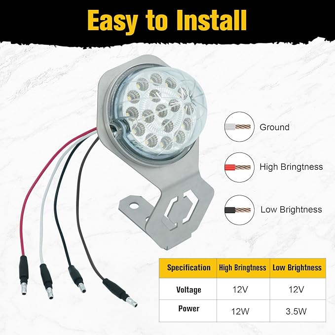 2PCS 17 LED Watermelon Lights with Stainless Steel Bracket, Dual Revolution Turn Marker Light Amber to Purple with Mounting Plate for Freightliner Kenworth Peterbilt Trailer Heavy Truck