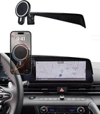 PZK Car Phone Holder for Hyundai Elantra 2021-2025 2026 SE/SEL/Sport/Limited/N Line Accessories for 8-Inch/10.25-Inch Screen Magnetic 15W Fast Wireless Charger Phone Mount 360° Rotating Extension Rod