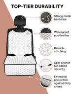 Owleys Set Seat Back Organizer & Car Seat Protector Hexy Waterproof & Non-Slip Protector for Child Car Cushion for Leather and Fabric Seats (White)
