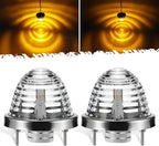 Partsam 2Pcs Clear Glass Lens Amber LED Watermelon Lights, Round Shape Light Watermelon Underglow Lights Turn Signal for Semi Truck Pickup, Compatible with Freightliner Kenworth Peterbilt
