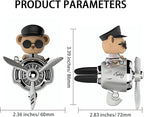 Pilot Car Air Freshener, Cute Bear Car Vent Clip Air Freshener Automotive Air Outlet Fan Diffuser, Automotive Interiors Vent Decoration (Shake Head Style - Silvery)