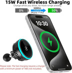 1" Ball Magnetic Wireless Charging Phone Holder with 5.9" Long Arm for MagSafe iPhone 17/16/15/14/13/12 Series - 15W Fast Charging, TEC and Fan Dual Cooling - Compatible with RAM B Size Mounts