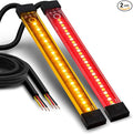 TRUE MODS 2pc 5" Rear LED Motorcycle Red Running Brake & Amber Turn Signal Tail Light Strip Kit for License Plate [Waterproof] Universal Self Adhesive Surface Mount Flexible Rear Lamp for Bike ATV UTV