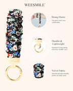 WEESMILE Keychain Wristlet, Stretchy Key Chain for Car Keys with D ring, Cute Scrunchie Wrist Bracelet for Women Men