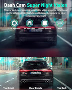 4K Dash Cam Front, Built-in 5GHz WiFi & APP Control, Dash Camera for Cars W/ 32GB Included, 3.2" IPS Screen Car Dash Cam W/ 24H Parking Monitor, G-Sensor Night Vision, Loop Recording