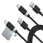 Magtame StayCable 2Pack USB A to USB C Cable with Magnetic Holder 5FT, 3A Fast Charging Type-C Charger Cord, Anti-Drop Nylon Braided Cable for iPhone 17/16, Galaxy, Bedside, Desk, Car Cord Management