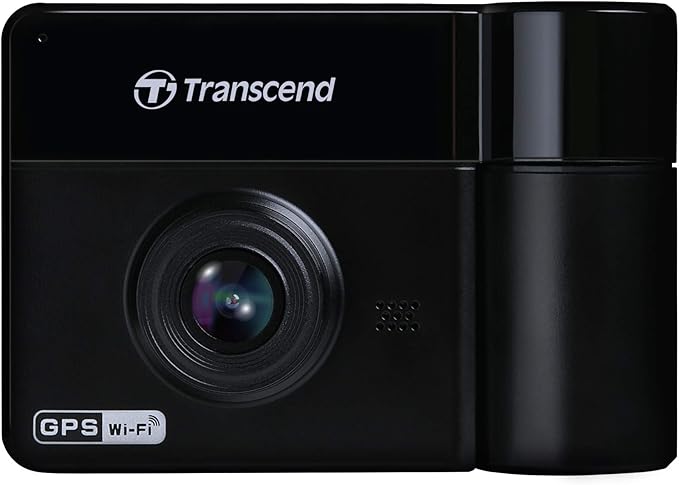 Transcend DrivePro Dash Cam Front and Rear, 2K QHD 1440P+1080P Full HD Car Cam/140°Wide-Angle/180°Rotatable Rear Lens/Night Vision Loop Recording/Head-Up Display/Wi-Fi/GPS GLONASS/ADAS/Support 1TB Max
