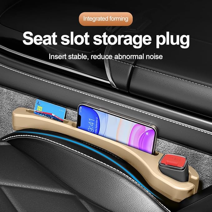 Stacool [2026 Upgrade] 2PCS Car Seat Gap Filler with Phone Holder,Multi-Function Car Side Seat Gap Filler for Prevent Items Falling,Universal Car Seat Organizer Car Accessories (Beige)
