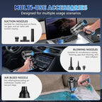 KMM Handheld Car Vacuum Cleaner, 16000PA Air Duster & Vacuum Cleaner, 120W High Power Hand Held Vacuum Cordless, Portable Vacuum Rechargeable with Multi-Nozzles & LED Light for Car, Home, Pet, Office