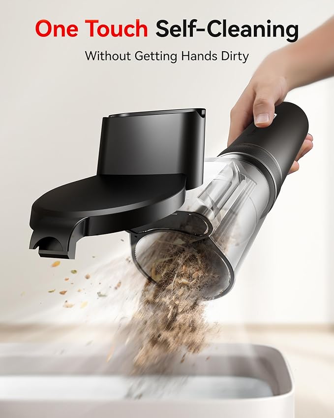 REDTIGER Car Vacuum Cordless, 21000PA Portable Handheld Vacuum Up to 70 Mins Runtime, 3.5H USB-C Fast Charge, Lightweight 4 in1 Mini Hand Held Cleaner Power for Car Home Outdoor Camp Pet Food Black