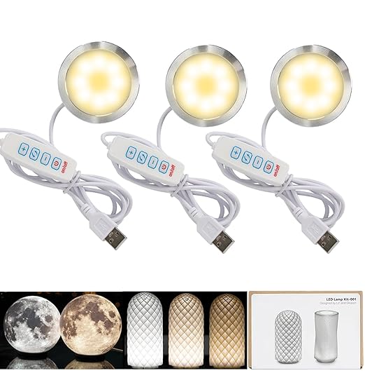 3PCS LED Lamp Kit 001 for Bambu Lab H2S/P2S/P1P/A1 Makerworld 3D Prints | 5V USB Powered, 3000K Warm White, Power-Off Color Storage, Adjustable Brightness & Color, DIY Hardware Spare Parts