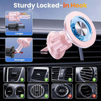 for MagSafe Car Mount Magnetic Phone Holder for Car [2026 Upgraded 22X Magnets & Double-Hooks] Phone Holders for Your Car Stand for Dashboard Vent GPS for iPhone 17/16/15/14/13 Android-Pink