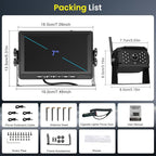 Hodozzy Wireless Backup Camera System Kit, 7 Inch IPS Reversing Monitor with IP68 Waterproof, Quad Split Recording, Night Vision, Manual Zoom,4 Backup Cameras for RV Truck/Trailer/Pickup/Camper