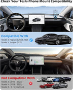 CloudValley Magnetic Qi2 15W Wireless Charger Phone Mount for Tesla Model 3 Highland Model Y Juniper, Strong Grip, 360° Adjustable, Dashboard Car Charger Holder 2025, Design for iPhone MagSafe 17-12