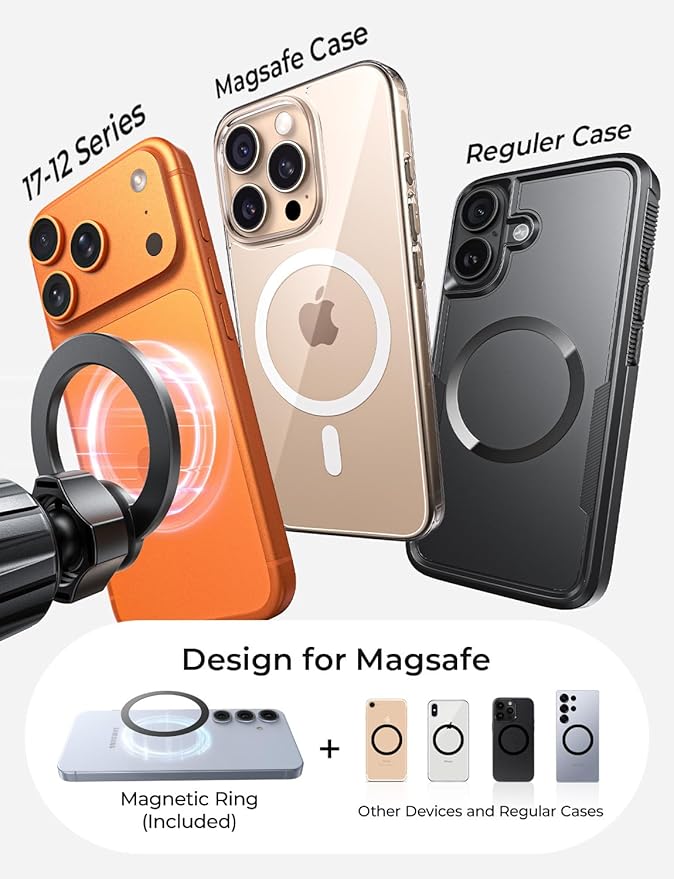 LISEN for MagSafe Car Mount [2026 Strong Magnets] Magnetic Phone Holder for Your Car [Vent&Dash] Magnet Cell Phone Holder Mount Cradle Car Accessories Kits for Men Women Purple
