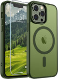 SUPFINE Magnetic for iPhone 13 Pro Case (Compatible with MagSafe) (Military Grade Drop Protection) Slim Translucent Matte Shockproof with Anti-Fingerprint Phone Case,Cangling Green