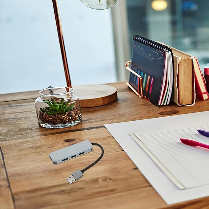 Port USB Hub Extension with Aluminum Case Portable USB Splitter Expander for Laptop High-Speed Data Transfer Plug and Play