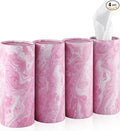 SINGARO Car Tissue Holder, 4 Pack Car Cup Holder Facial Tissues with Travel Tissue Bag, Quick and Convenient Flower Combination Car Tissue Box(4 Canisters/200 Tissues) Pink