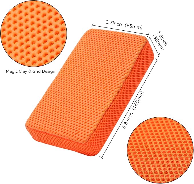 2-Pack Clay Bar Auto Detailing Kit – Dual-Sided Clay Scrubber/Clay Sponge & Towel System, Grime Remover, Deep Dirt Cleaning, Reusable, Enhances Gloss & Shine on Car Paint
