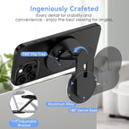 CloudValley Magnetic Laptop Phone Holder, 360° Rotating Mount Compatible with iPhone MagSafe and All Phones, MacBook, PC Monitor, Screen Stand for Tesla, Portable Accessory, Black