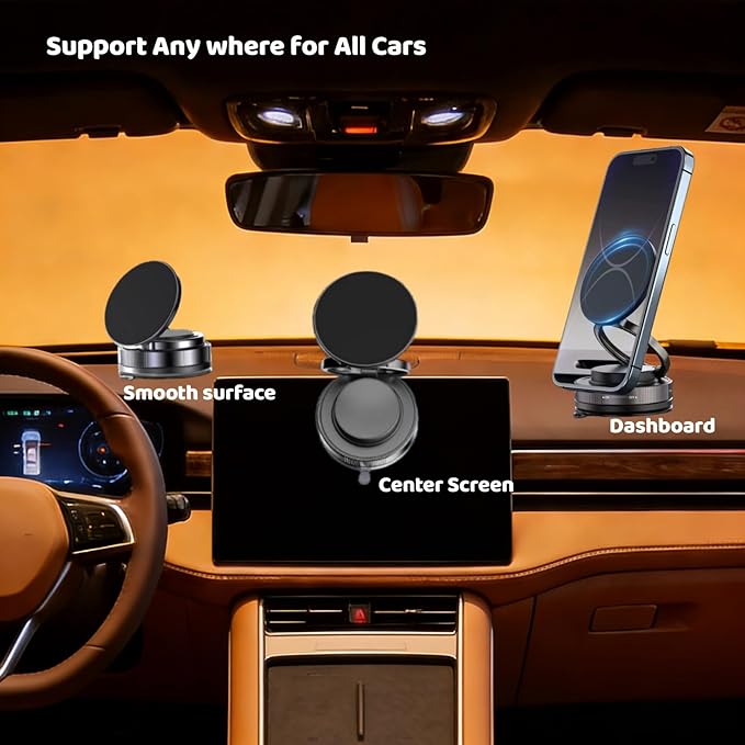 Upewefi 2026 Upgraded Car Phone Holder for Mag Safe, 3500gf Strongest Magnetic, 360° Adjustable Car Phone Holder, Phone Holders for Your Car (1pcs-Ring Shaped Black)