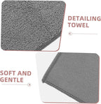 2pcs Grey Microfiber Car Wash Towels 30x30cm Double-Sided Plush Absorbent Cleaning Cloths for Vehicle Drying and Interior Care