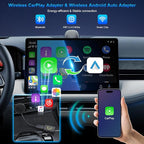 Mini Wireless Adapter for Carplay/Android Auto, Fastest for Converts Factory Wired to Wireless Carplay Adapter for OEM Cars from 2016,Plug & Play,Mini Size Car Play Dongle for iOS 10+/Android 11+